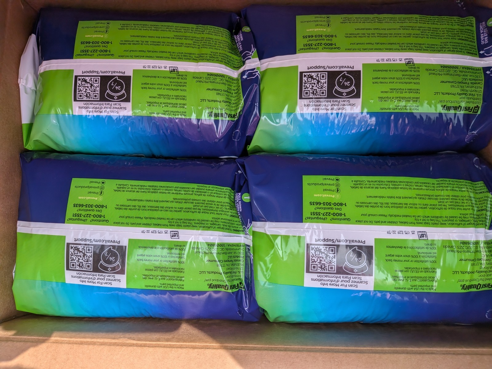 Prevail Per-Fit Adult Unisex Daily Large Underwear/Diapers Box of 4 Bags (80ct)
