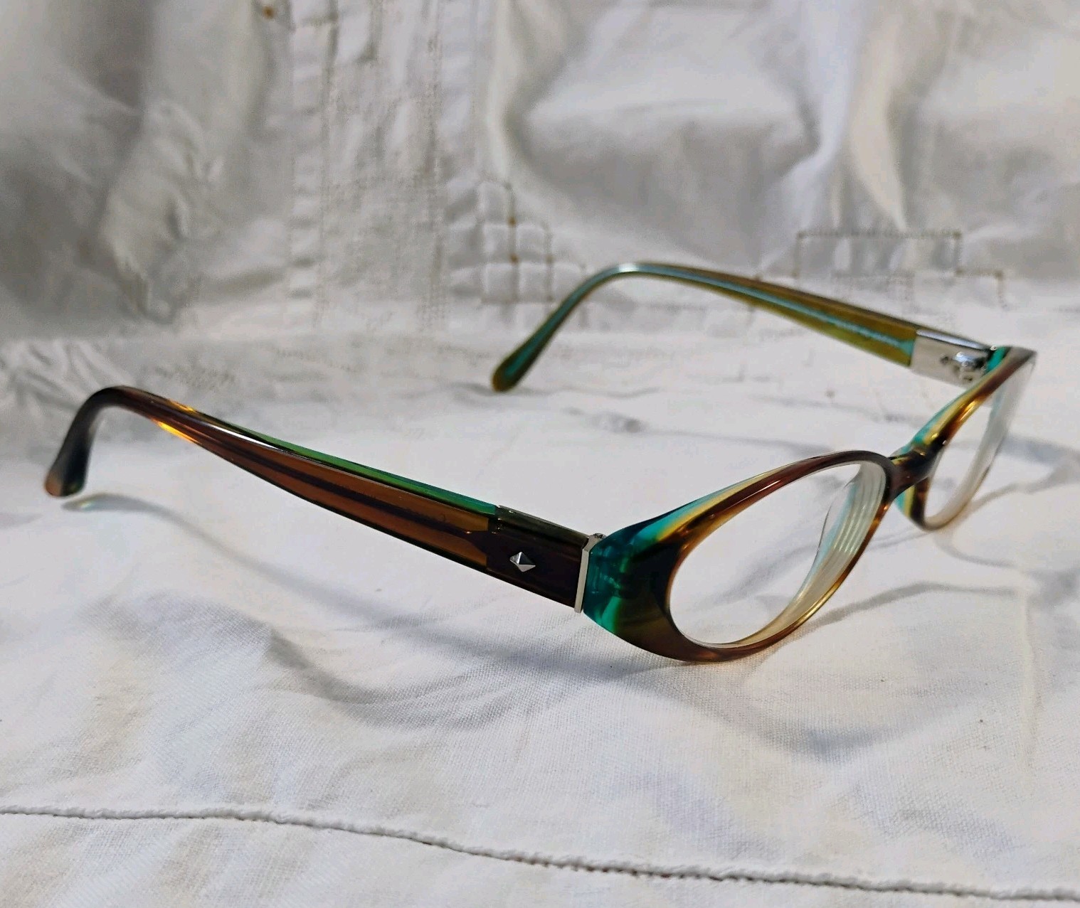 Sama MIA OLV Eyeglasses Olive Brown & Green Oval Frames 52-17-143 Made In Japan