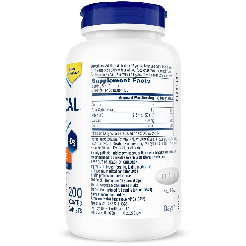 Citracal Petites Calcium + D3 Caplets, 200ct, Bone Health