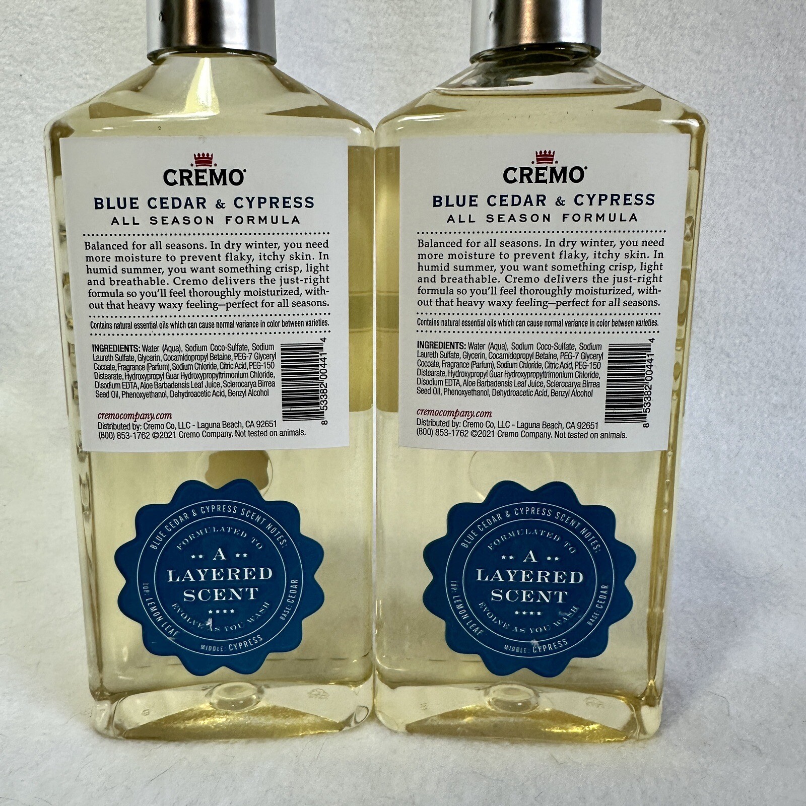 2 Cremo All Season Body Wash No 4 Blue Cedar & Cypress 16 fl oz New