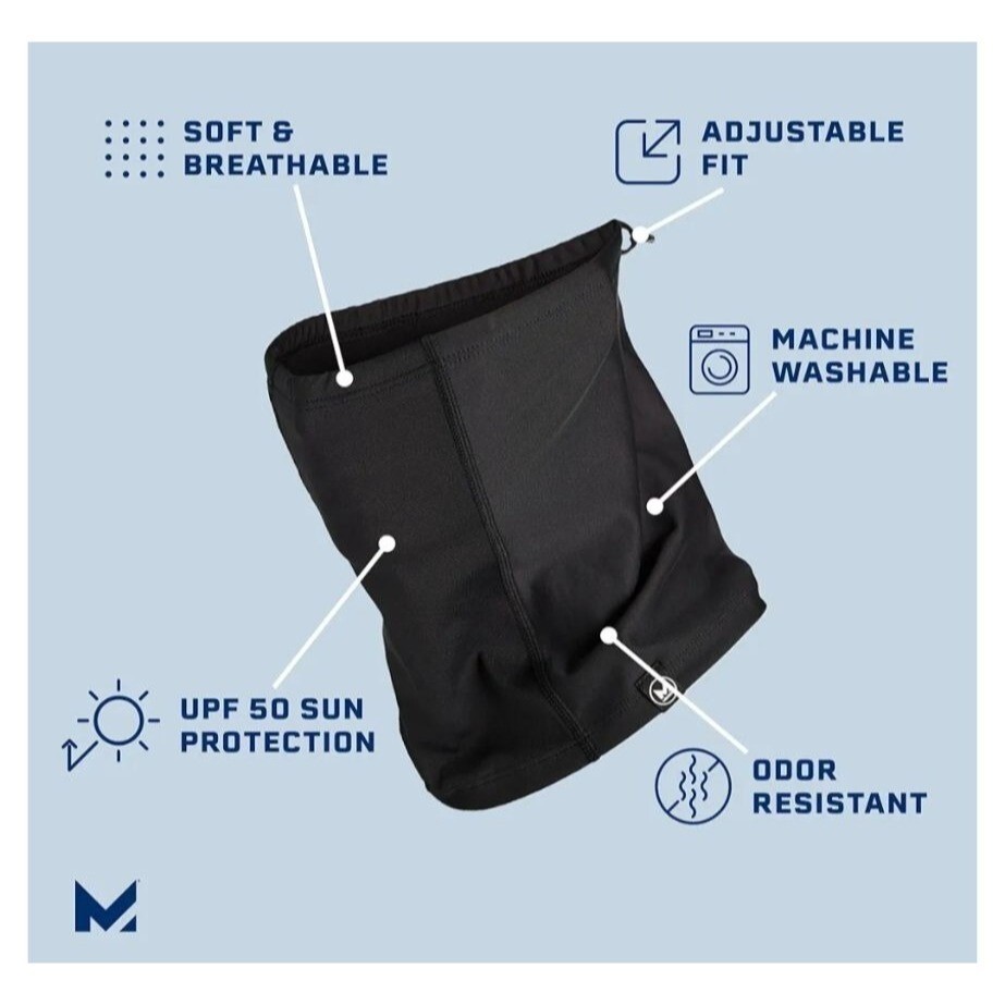 Mission All-Season Adjustable Neck Gaiter Moisture-Wicking Sun Protection Black