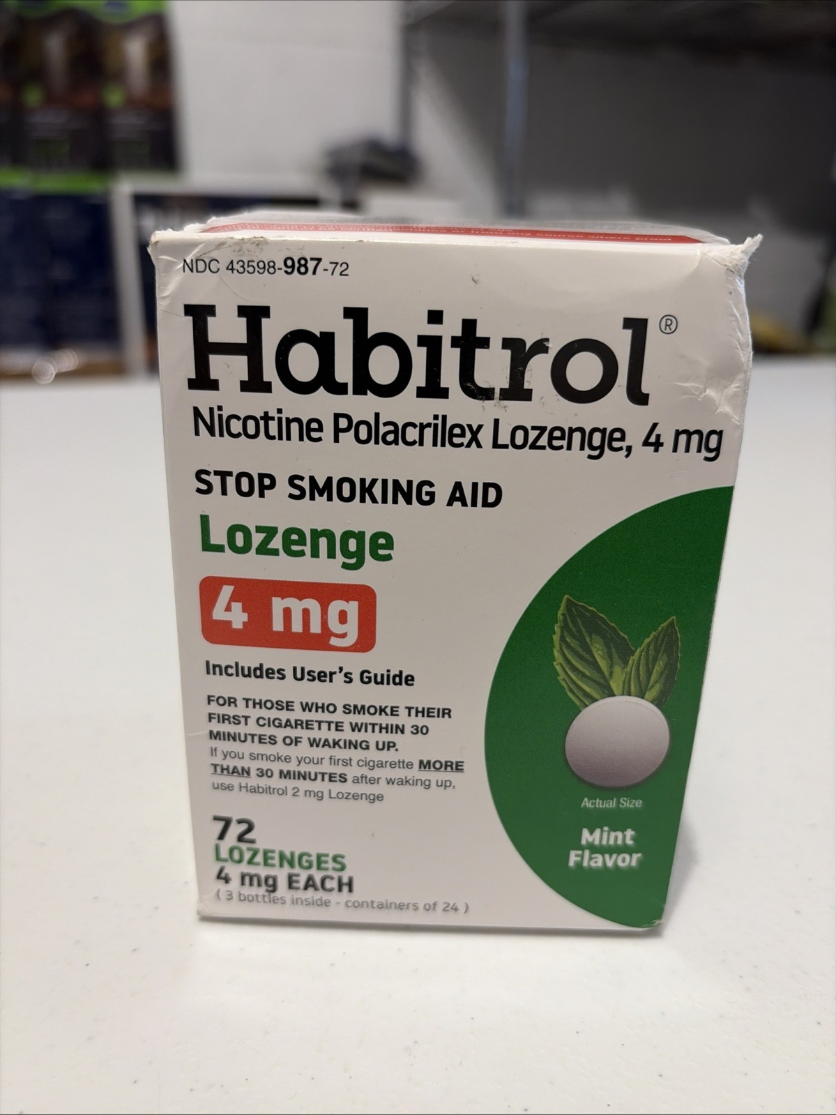 Habitrol Nicotine Lozenges 4 mg, Mint Flavor 72 Count Nicotine Lozenge Exp 02/27
