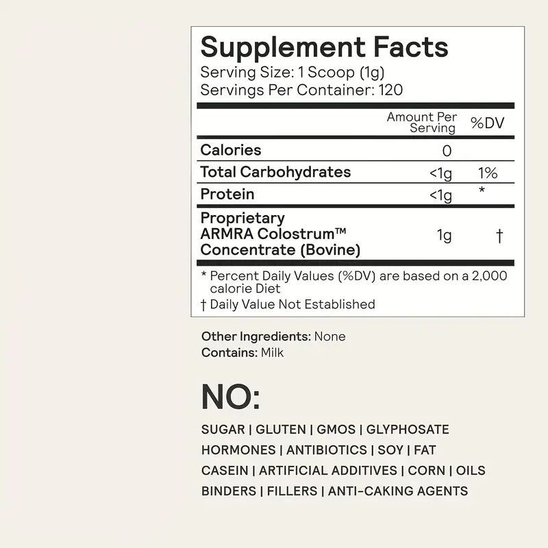 ARMRA Colostrum Superfood Grass-Fed Immune Fitness Brain Benefits Unflavored New