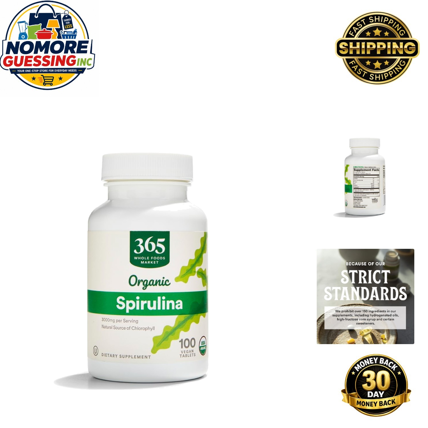 100 Count Spirulina 500mg – Source of Chlorophyll & Energy Boost