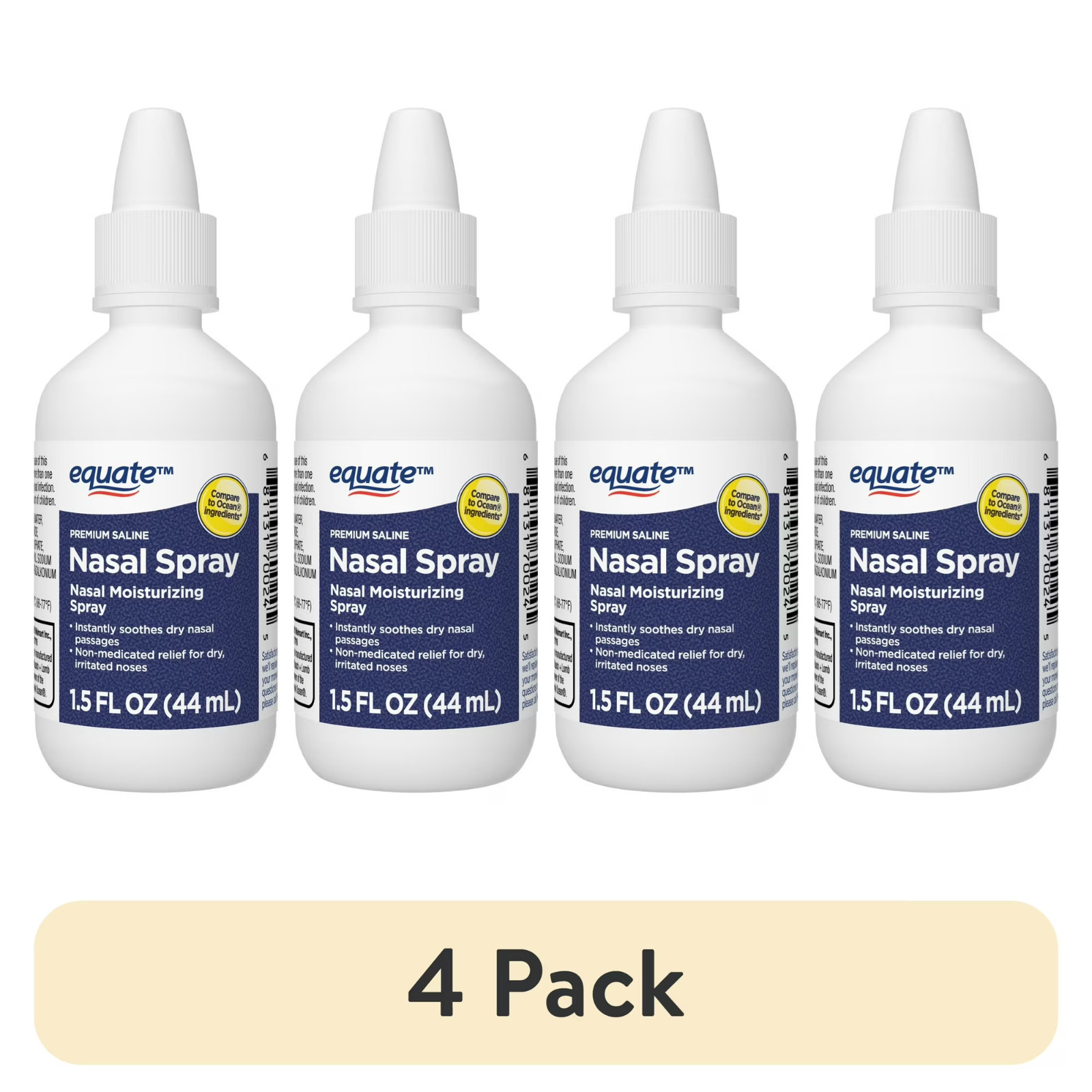 Equate Premium Saline Nasal Moisturizing Spray, 1.5 fl oz ( Pack of 4 )