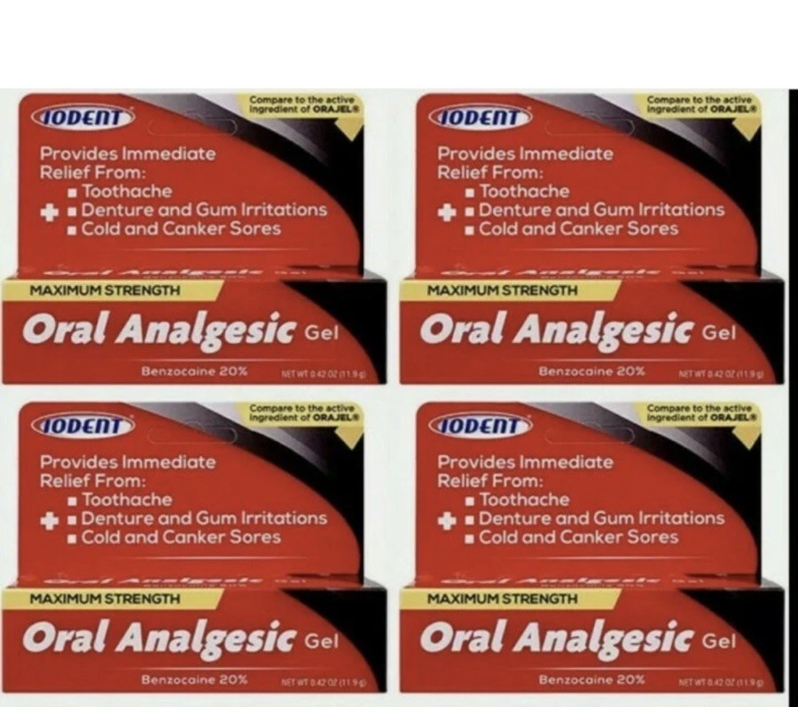 4 Oral Analgesic Gel Maximum Strength Benzocaine 20% Toothache Pain Relief 12g