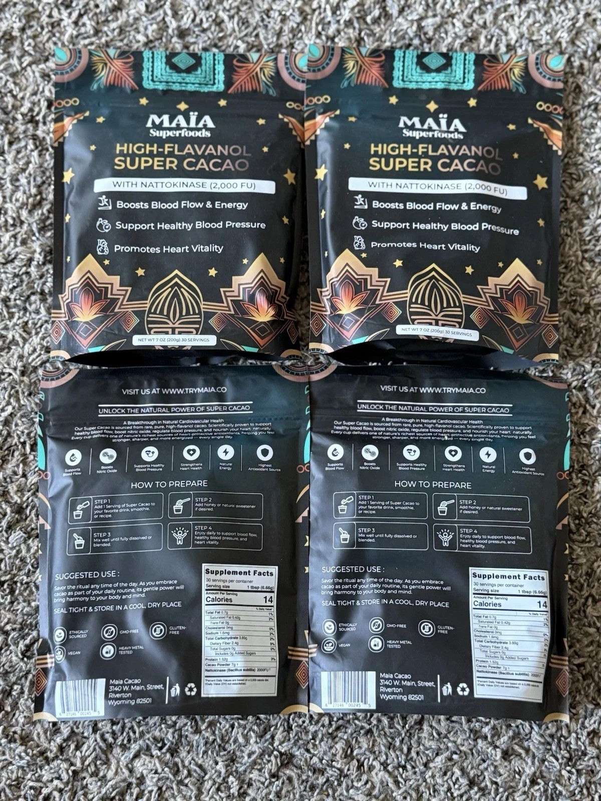 4 x MAIA High-Flavanol Super Cacao Cardiovascular Superfood 30 Servings Genuine