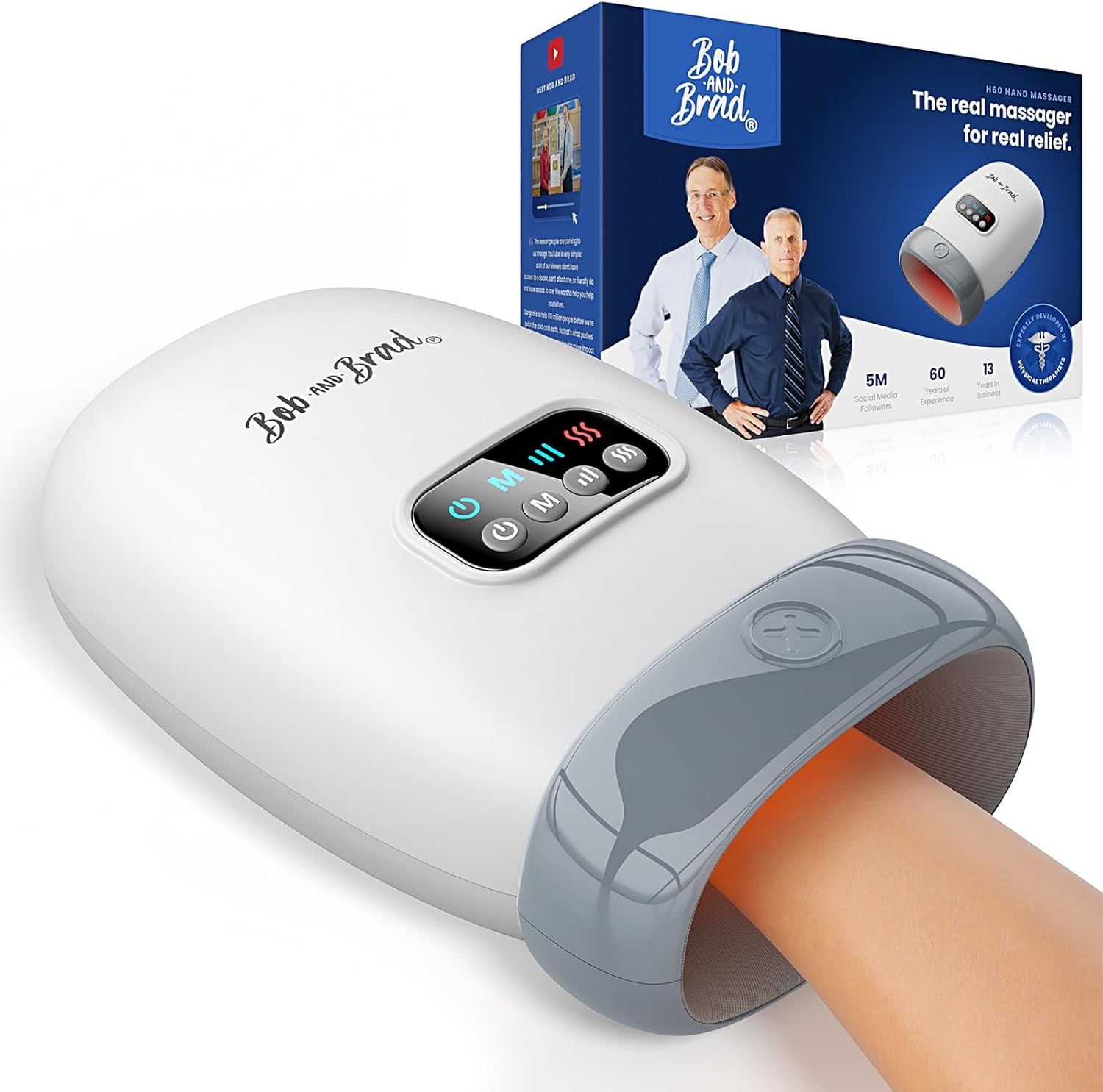 Bob and Brad H60 Cordless Hand Massager with Heat and Compression for Arthritis