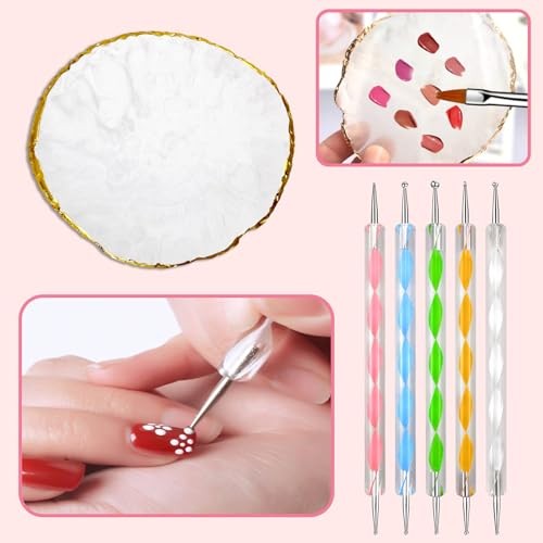 MUIIGOOD White Nail Art Brush 22 Pcs Set, 2 Head Acrylic Silicone White-22Pcs