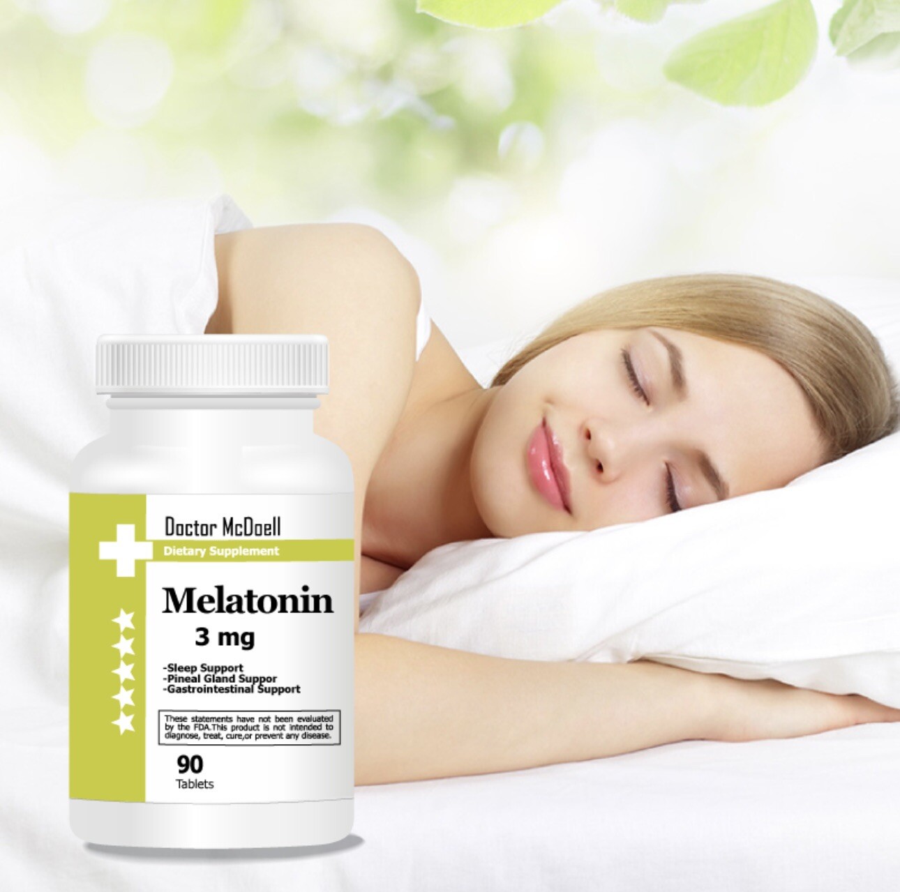 Melatonin 3mg, Helps Regulate Body’s Sleep, Helps You Fall Asleep Faster