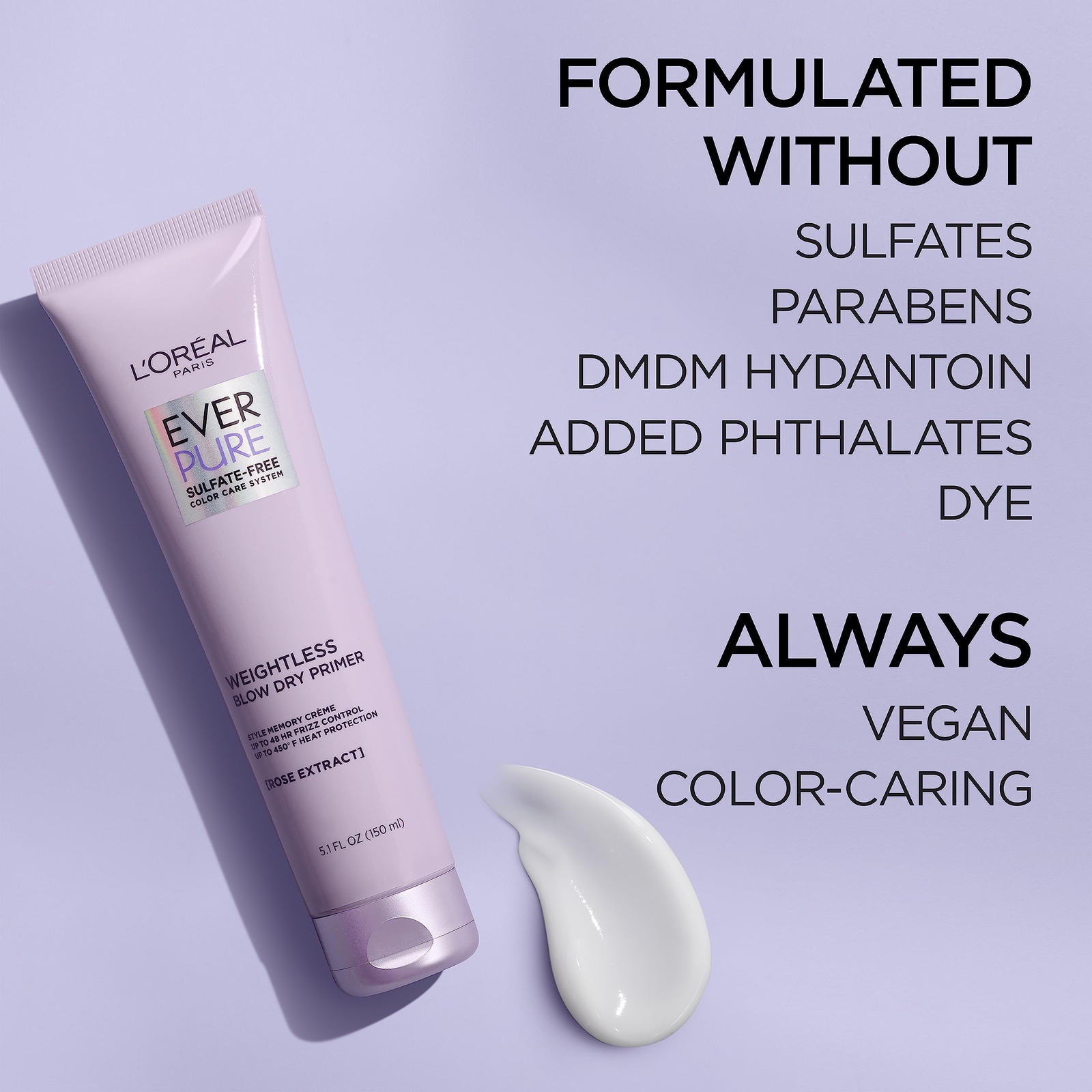 L’Oréal Paris Blow Dry Primer for 48 HR Frizz Control, Sulfate Free, EverPure
