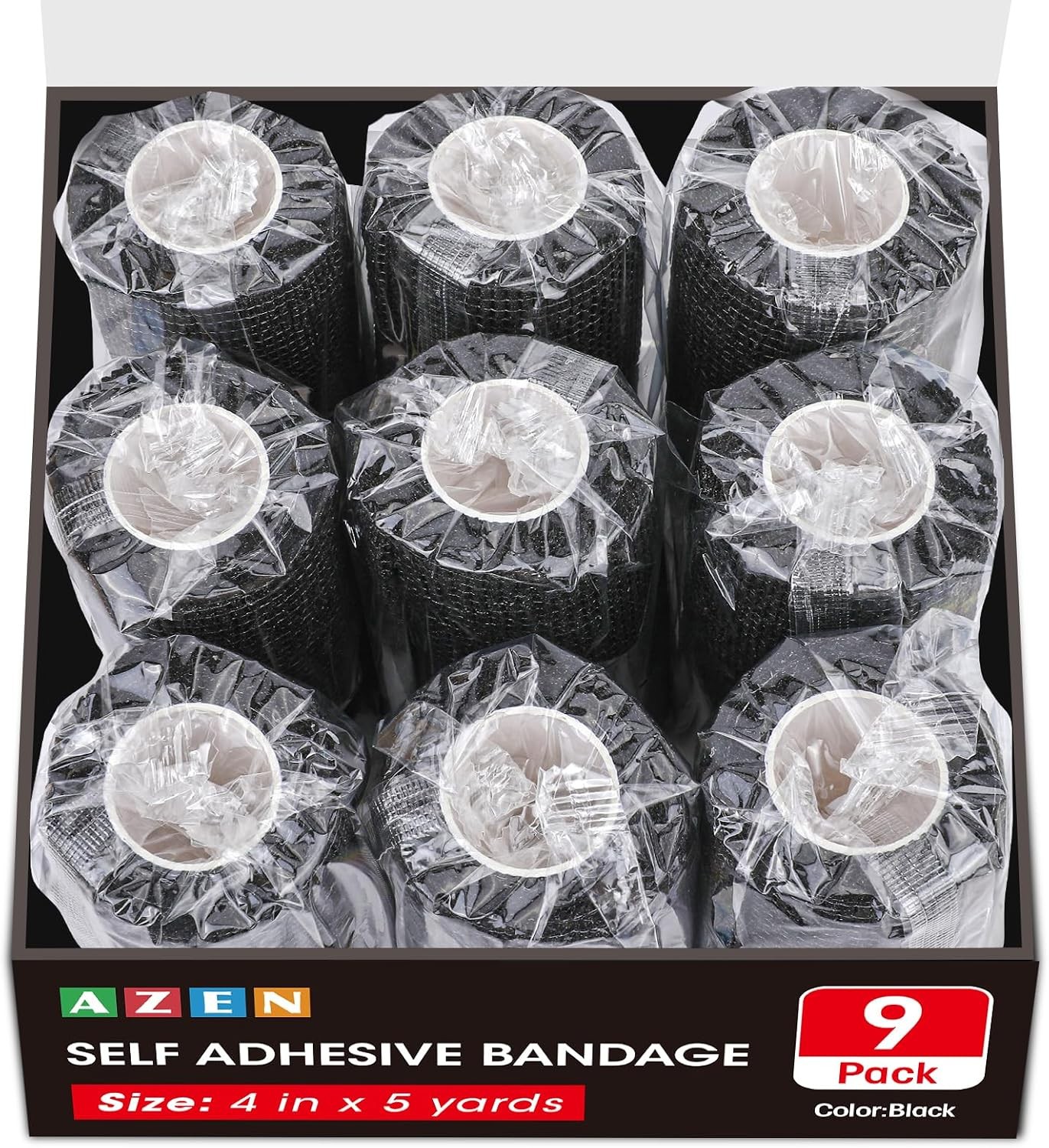 9 Pack Self Adhesive Bandage Wrap, 4″ X 5 Yards Elastic Cohesive Bandage Wrap
