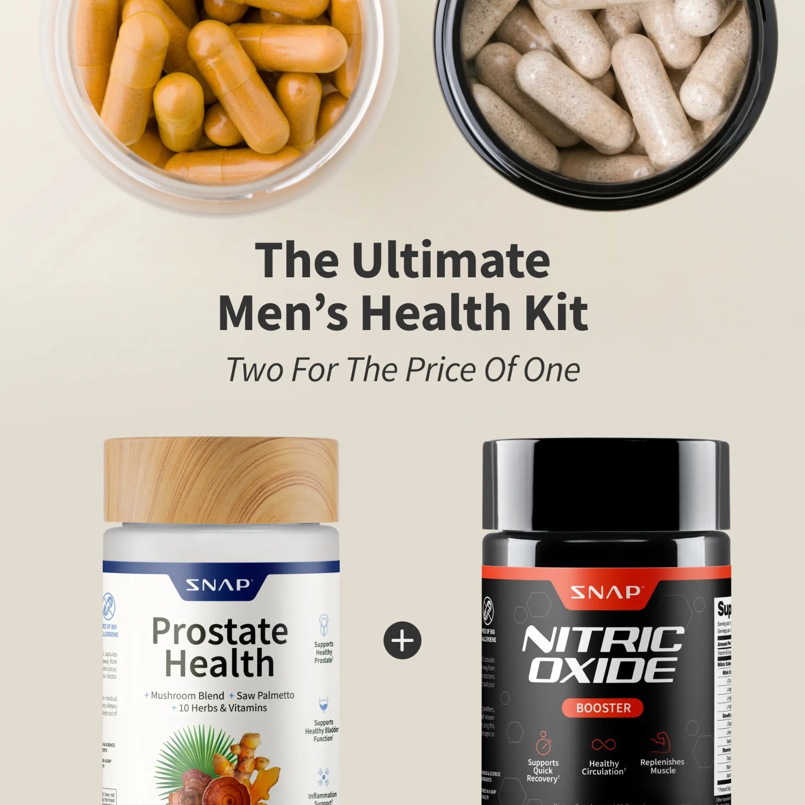 2 Pack Snap Men’s Health Prostate Support Nitric Oxide Supplement