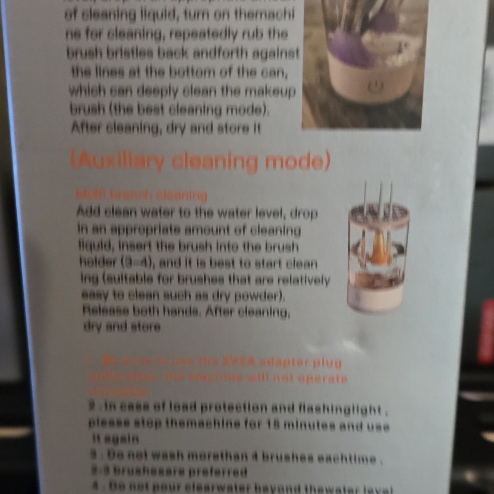 Electric Makeup Brush Cleaning Machine, White/Rose Gold, Round Cylinder