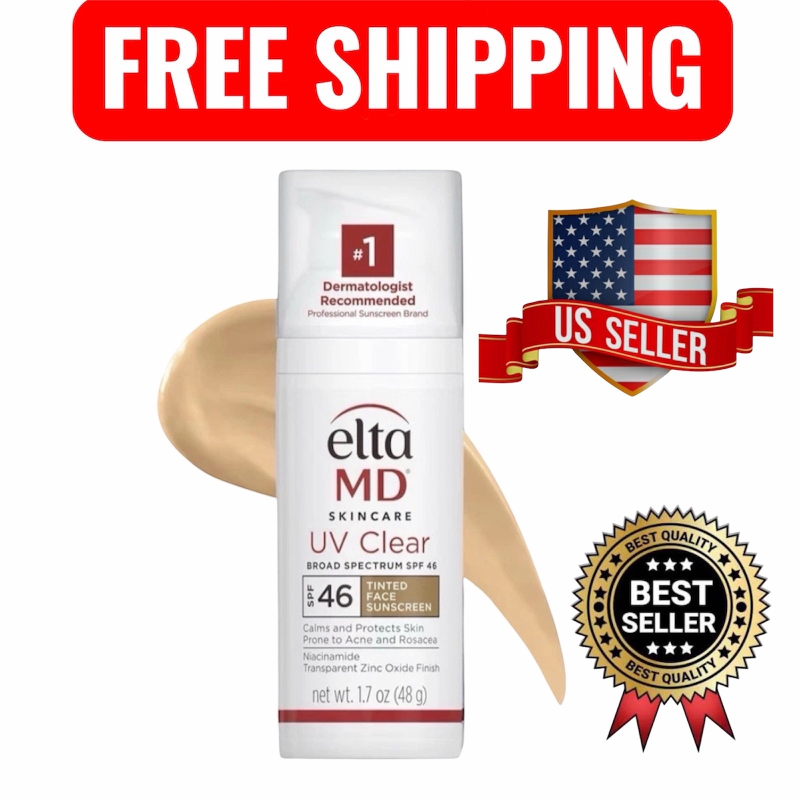Elta MD UV Clear TINTED Facial Sunscreen SPF 46 1.7 oz EXP 09/2027 New in Box