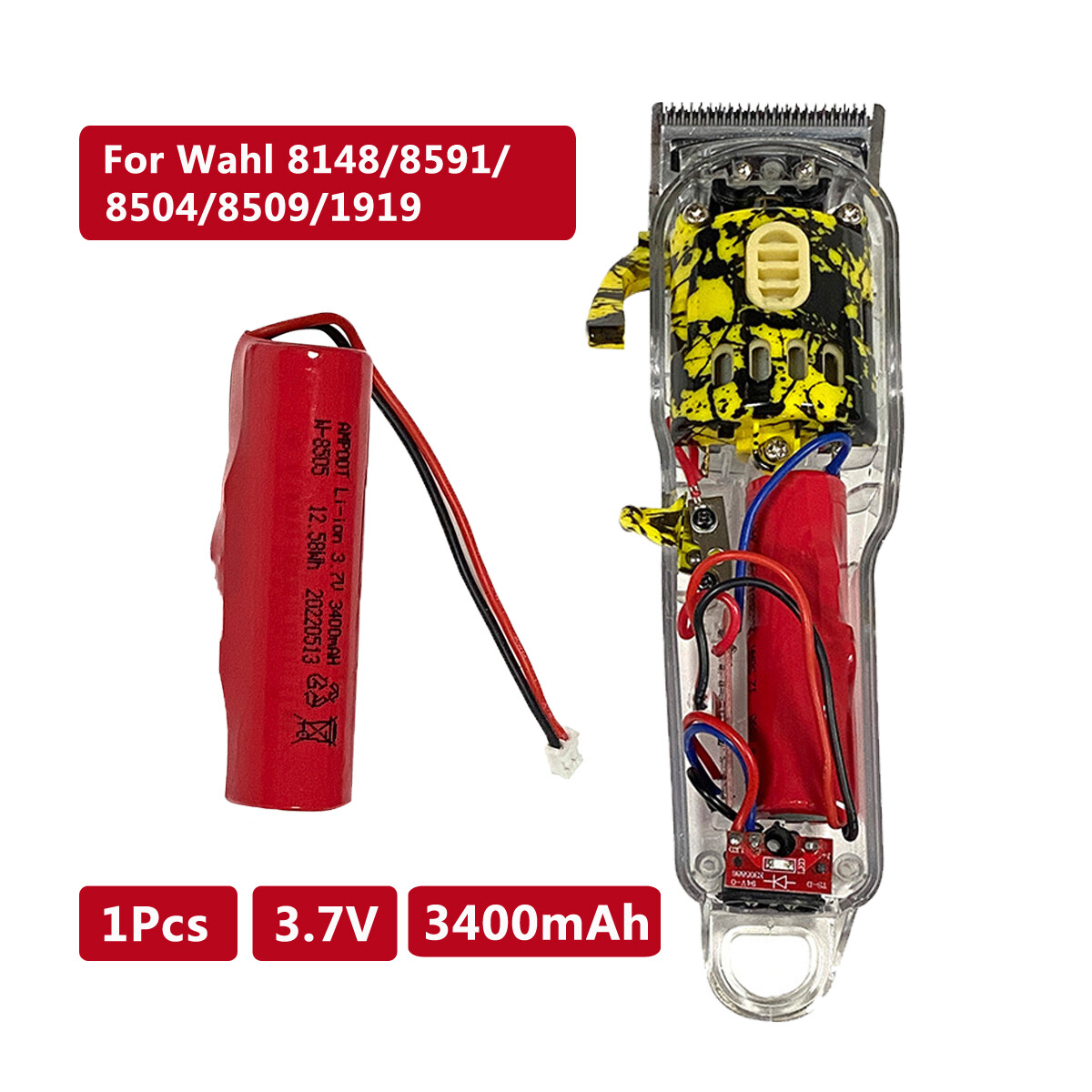 3.7V Battery Replace for Wahl 8148 8591 8504 1919 Hair Clippers DC 3.7V 3400mAh