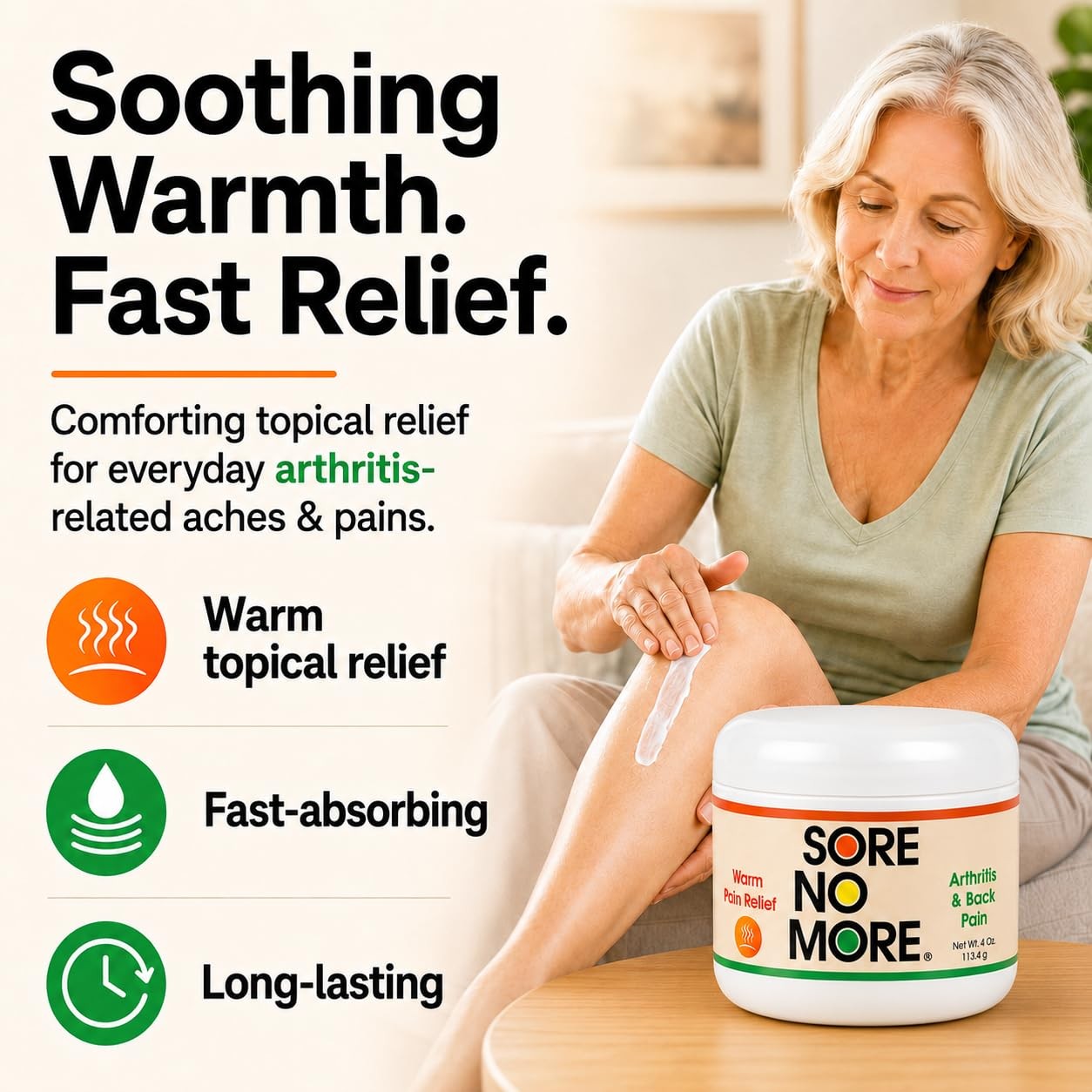 Warm Pain Relieving Gel, 4 oz Jar