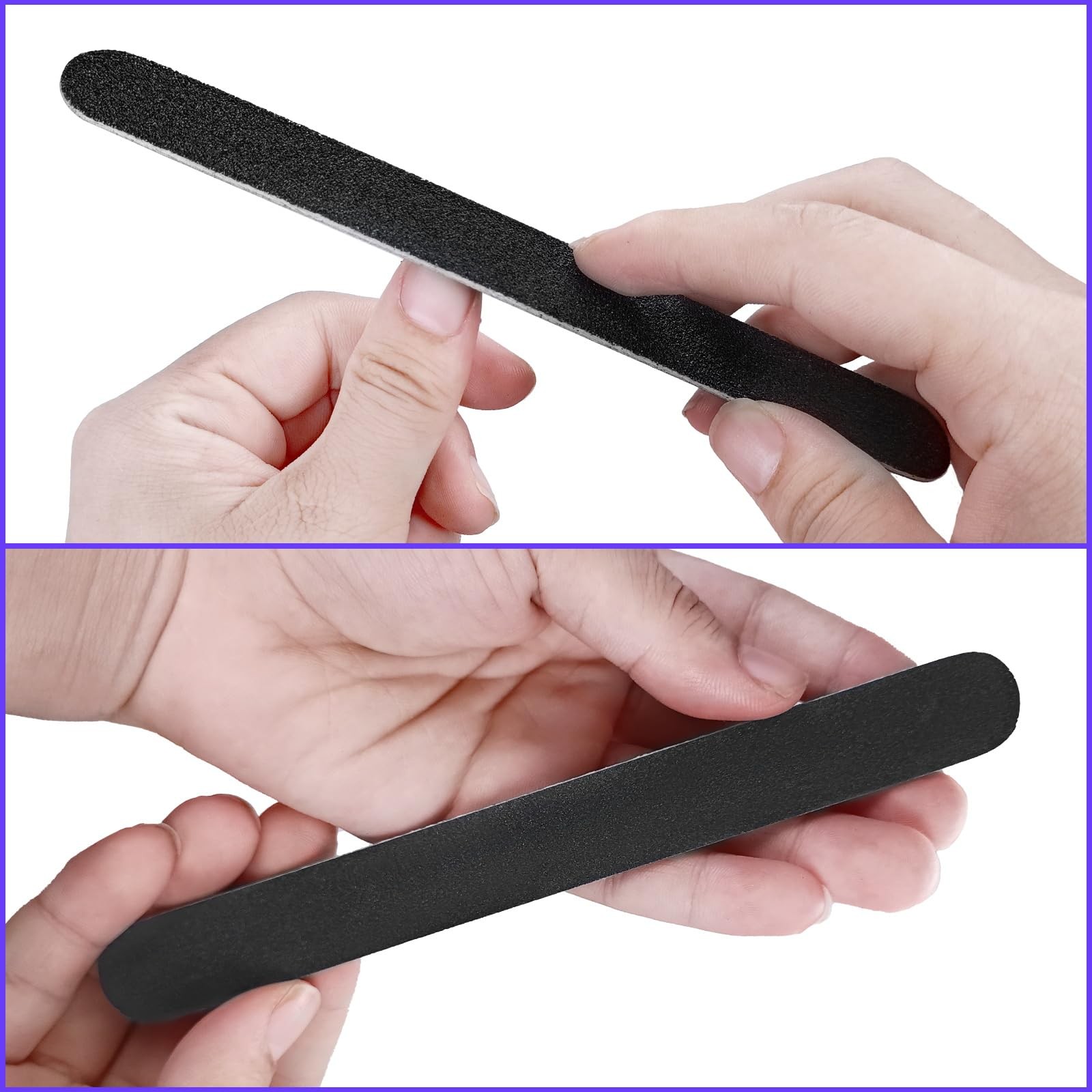 24Pk 100/180 Grit Black Emery Board Nail Files 7″ Wooden