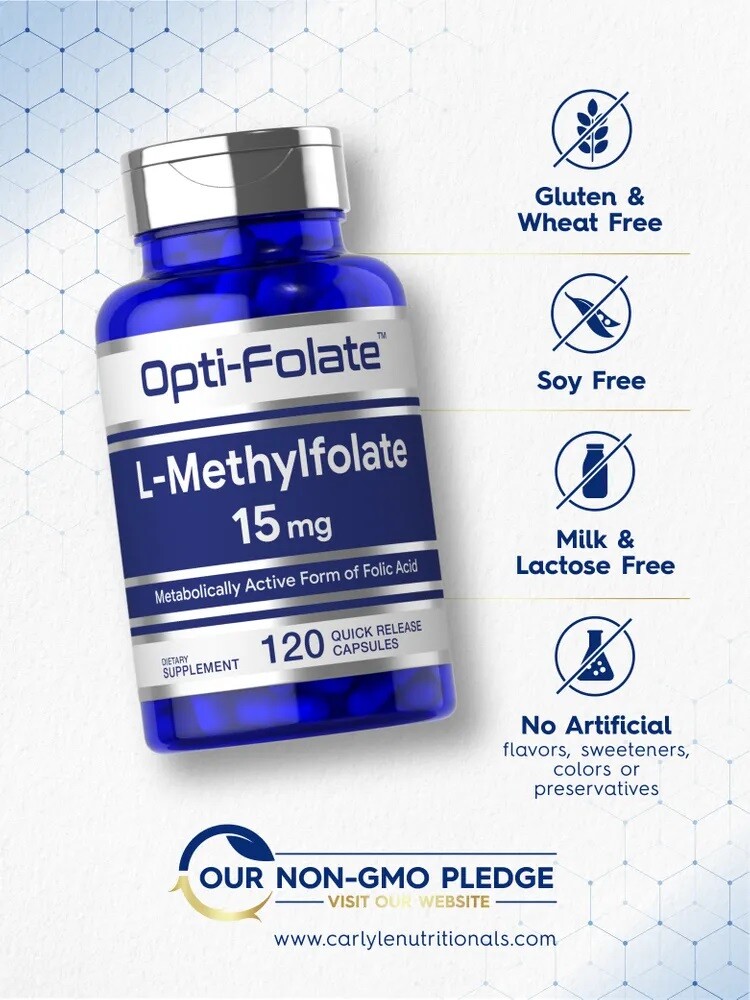 L Methylfolate 15mg | 120 Capsules | Value Size | Max Potency | by Opti-Folate