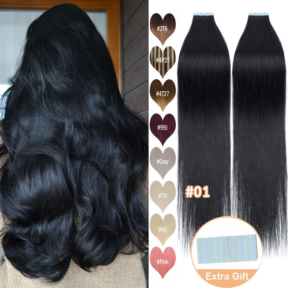 CLEARANCE Tape In Remy Human Hair Extensions Skin Weft Real Hair FULL HEAD Ombre