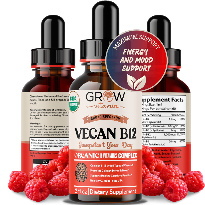 Vitamin B12, 5000 mcg, 3-in-1 Organic Liquid Vitamin B12, 30-Day Supply (1 Oz)