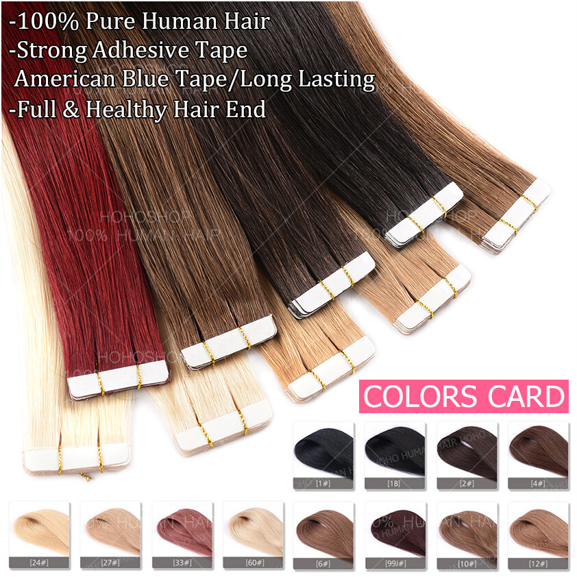 Tape In On 200pcs Russian 100% Remy Human Hair Extensions Skin Weft THICK Ombre