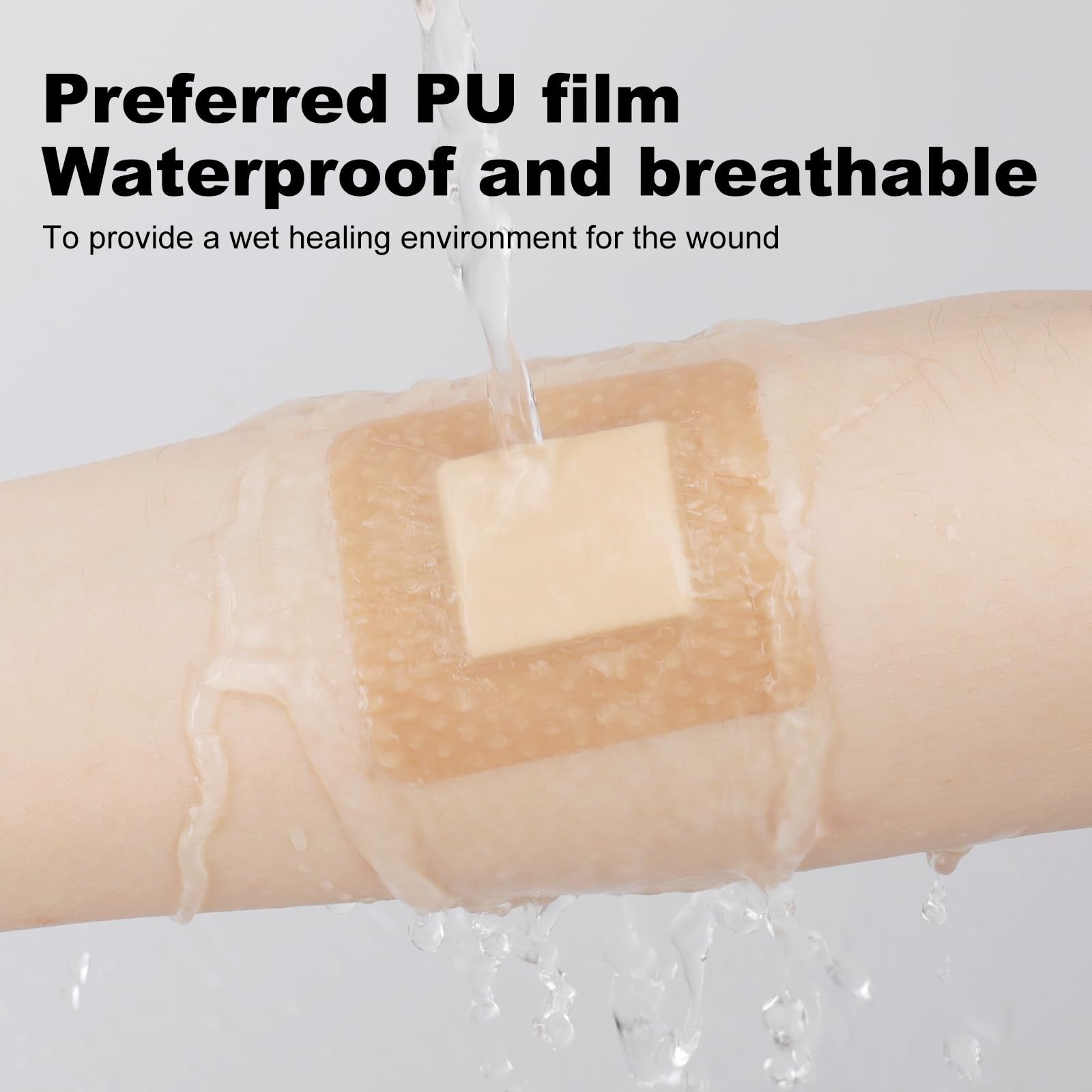 40 Pcs Waterproof Silicone Foam Dressings 2×2, Self-Adhesive Wound Care Pads