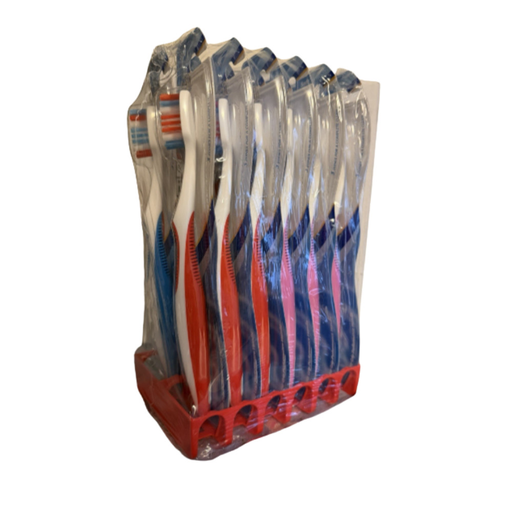 Aim Triple Clean Soft Bristle Standard Toothbrush 12 Pack Individually Carded