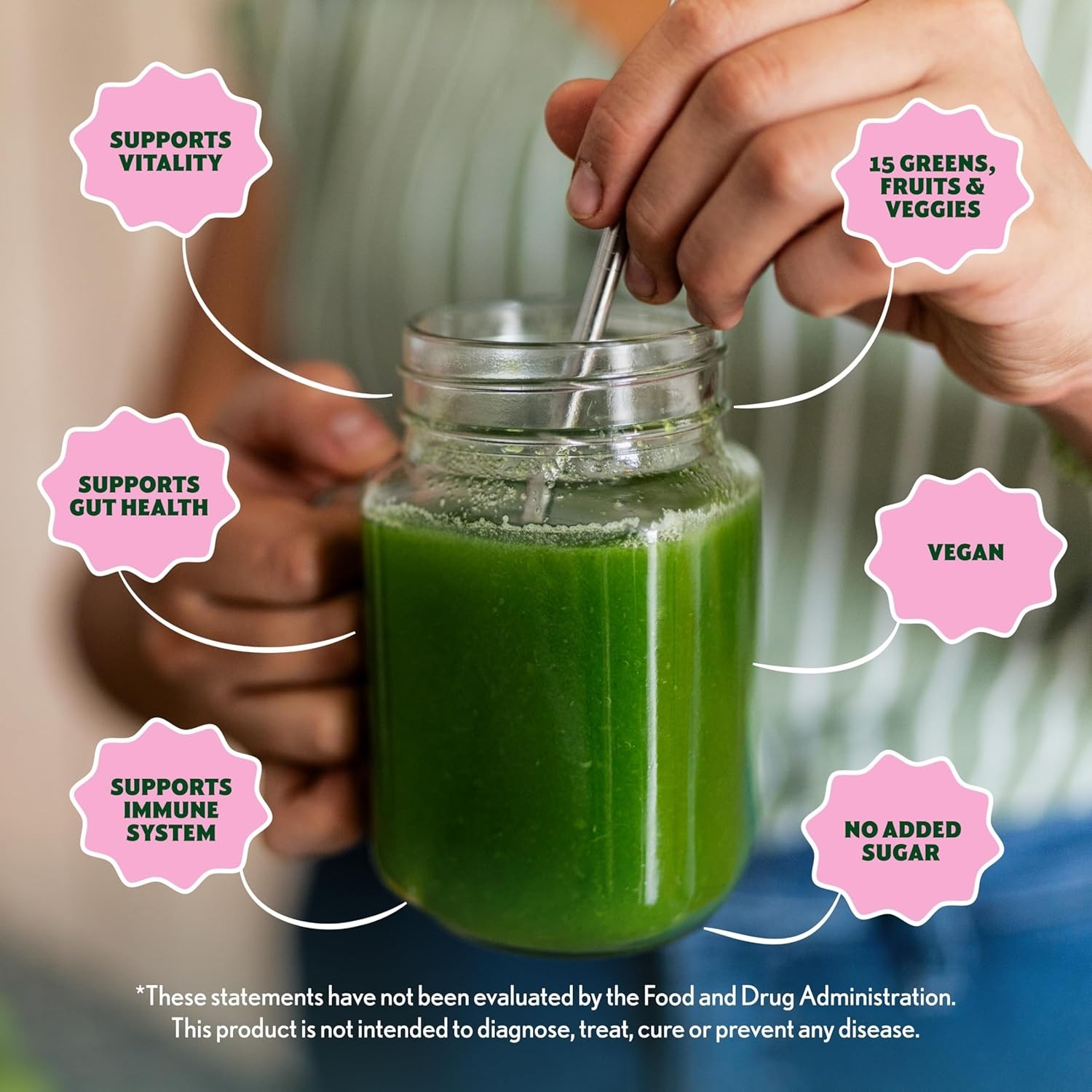 30 Servings Berry-Flavored Organic Superfood Powder with Spirulina & Probiotics