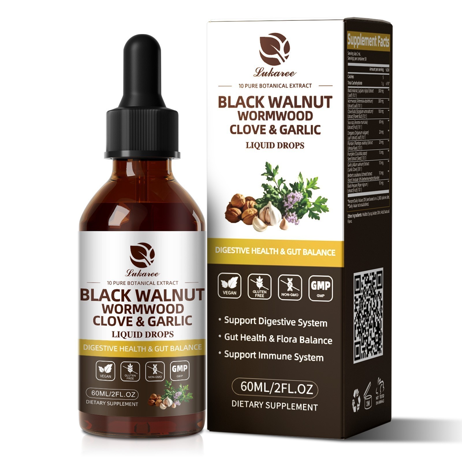 Worm & Parasite Cleanse, Black Walnut, Wormwood Clove Plus Oregano Garlic