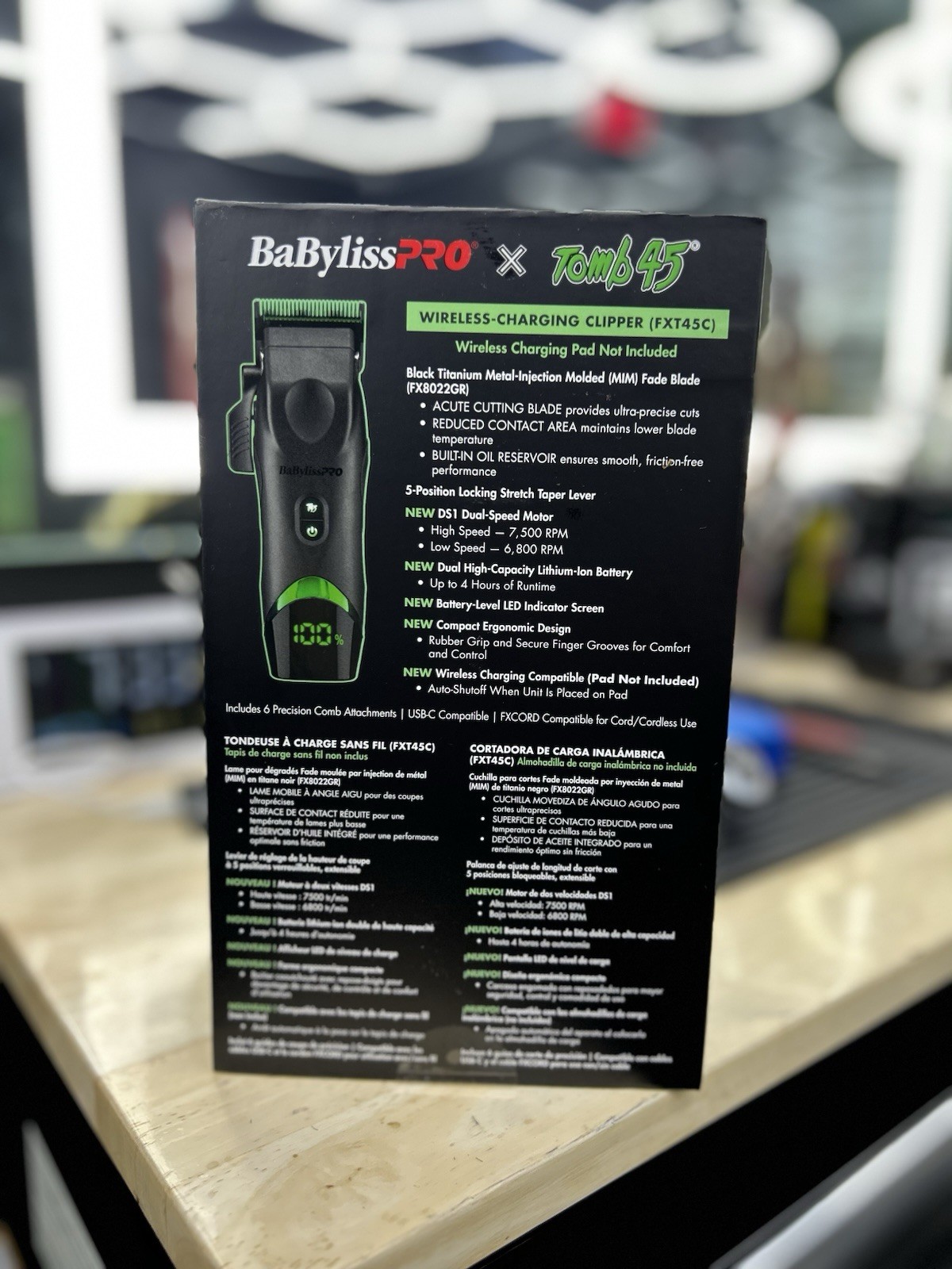 Babyliss Pro X Tomb45 Black Green Professional Cordless Clippers FXT45C Tomb 45