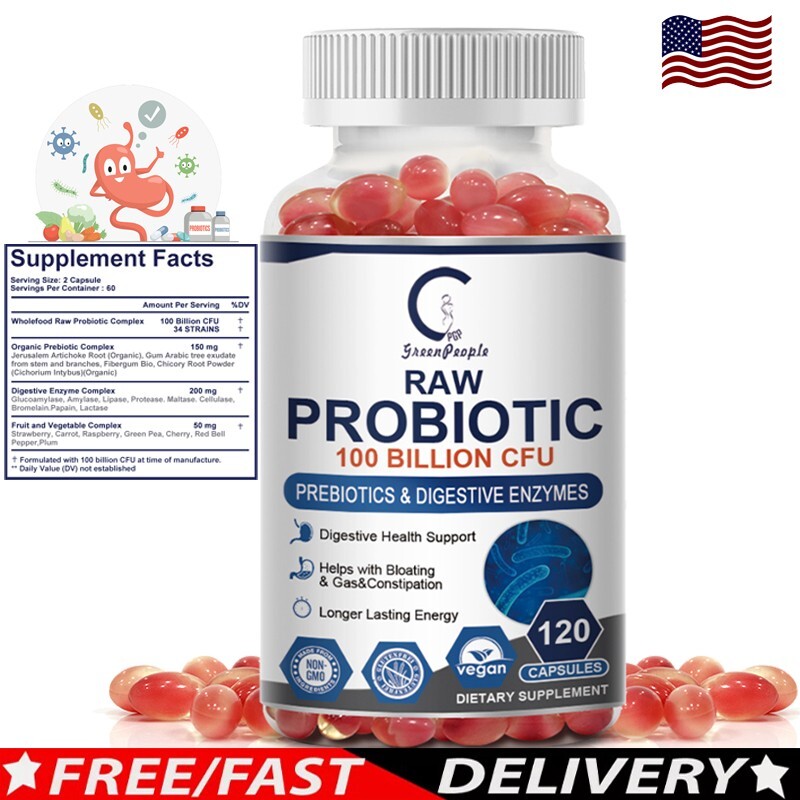 100 Billion CFU Probiotics & Digestive Enzymes – Gut Health & Digestion Support
