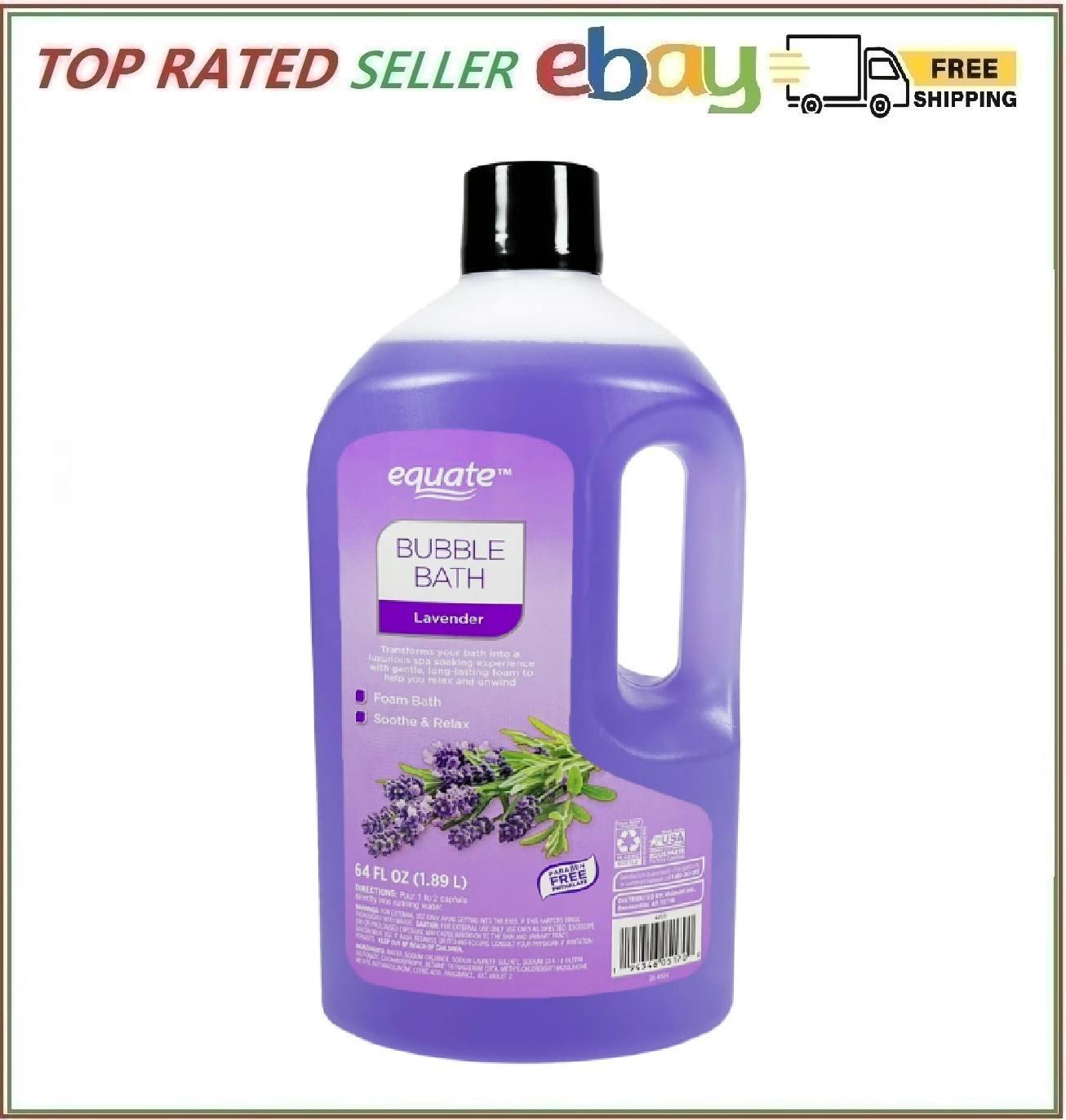 Equate Bubble Bath, for Adult, Senior and Teens, Lavender, 64 fl oz