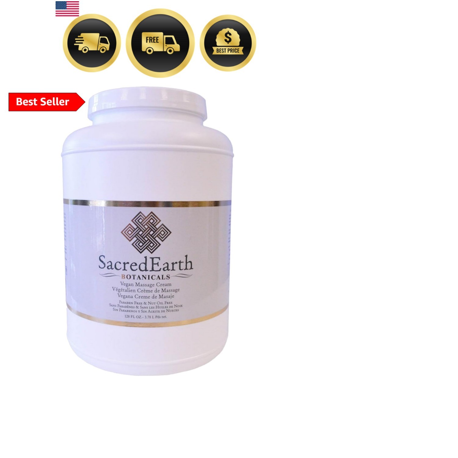 Massage Cream 1 Gallon – Unscented, Water Dispersible, Nut Oil Free, Gluten F…