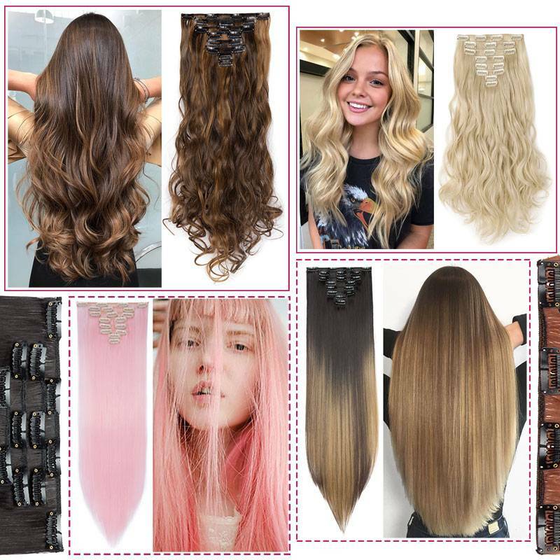 Thick Full Head Clip in 8 Pieces 18 Clips Hair Extensions As Human Long Straight
