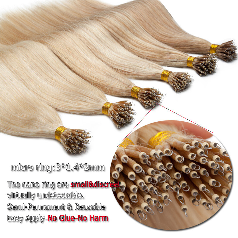 NANO RING BEANS 150G Real Remy Human Hair Extensions Thick Full Head Loop Tip US