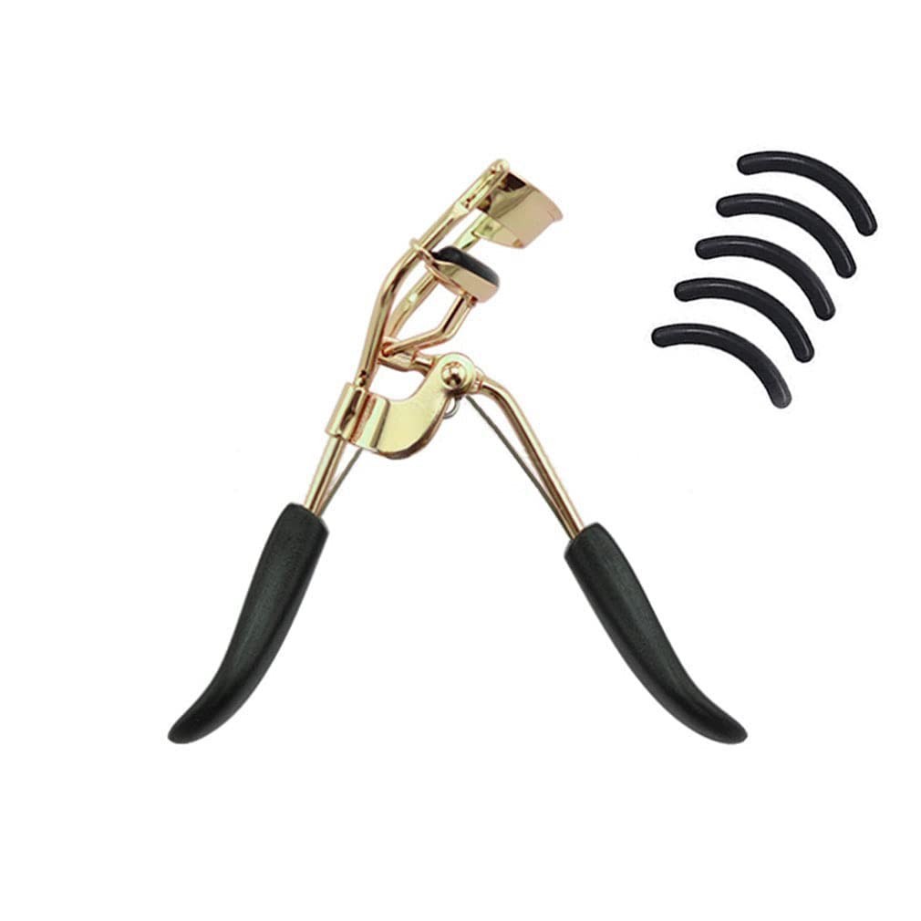Stainless Steel Eyelash Curler with 5 Silicone Pads – Pain-Free, Fits All Eye Sh