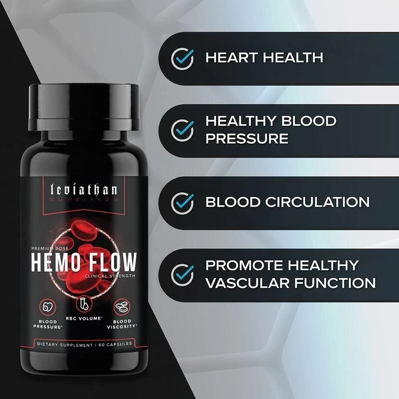 3pcs Leviathan Nutrition Hemo Flow Supplement with Nattokinase for Nitric Oxide